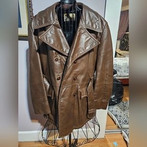 Vintage leather double breastfed coat